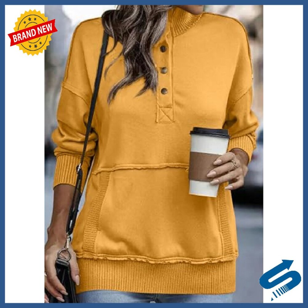 Lightweight Long Sleeve Button Pullover Sweatshir… - image 3